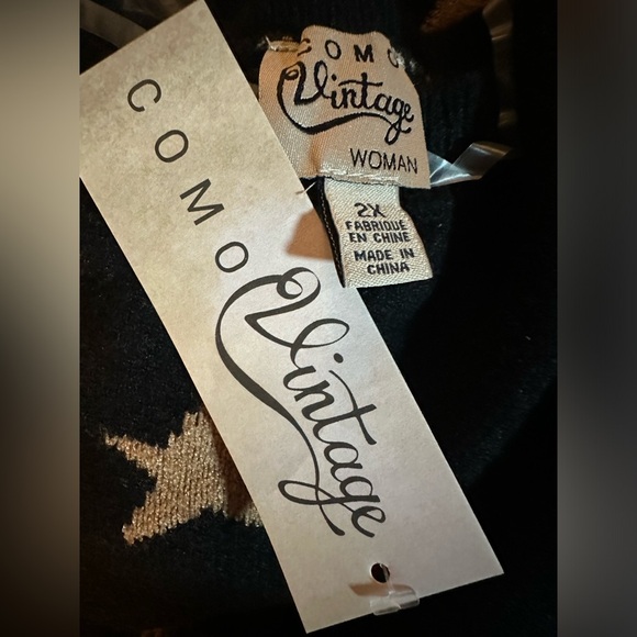 NWT Como Vintage Sweater Black with Gold Stars Plus Sizes - Picture 8 of 9